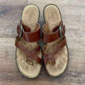 Born Chestnut Leather Buckle Sandals